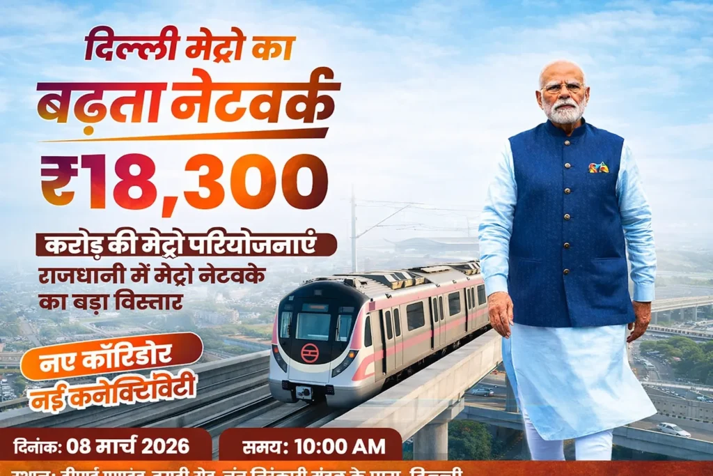 PM मोदी आज दिल्ली मेट्रो के नए कॉरिडोर लॉन्च करेंगे