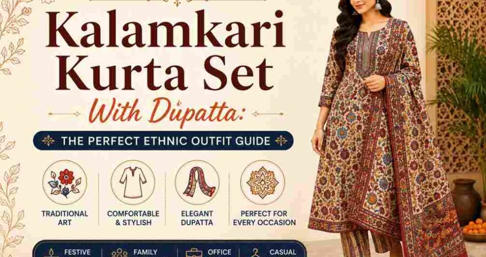 Kalamkari Kurta Set With Dupatta