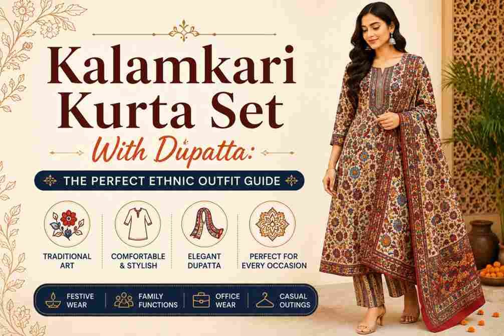 Kalamkari Kurta Set With Dupatta